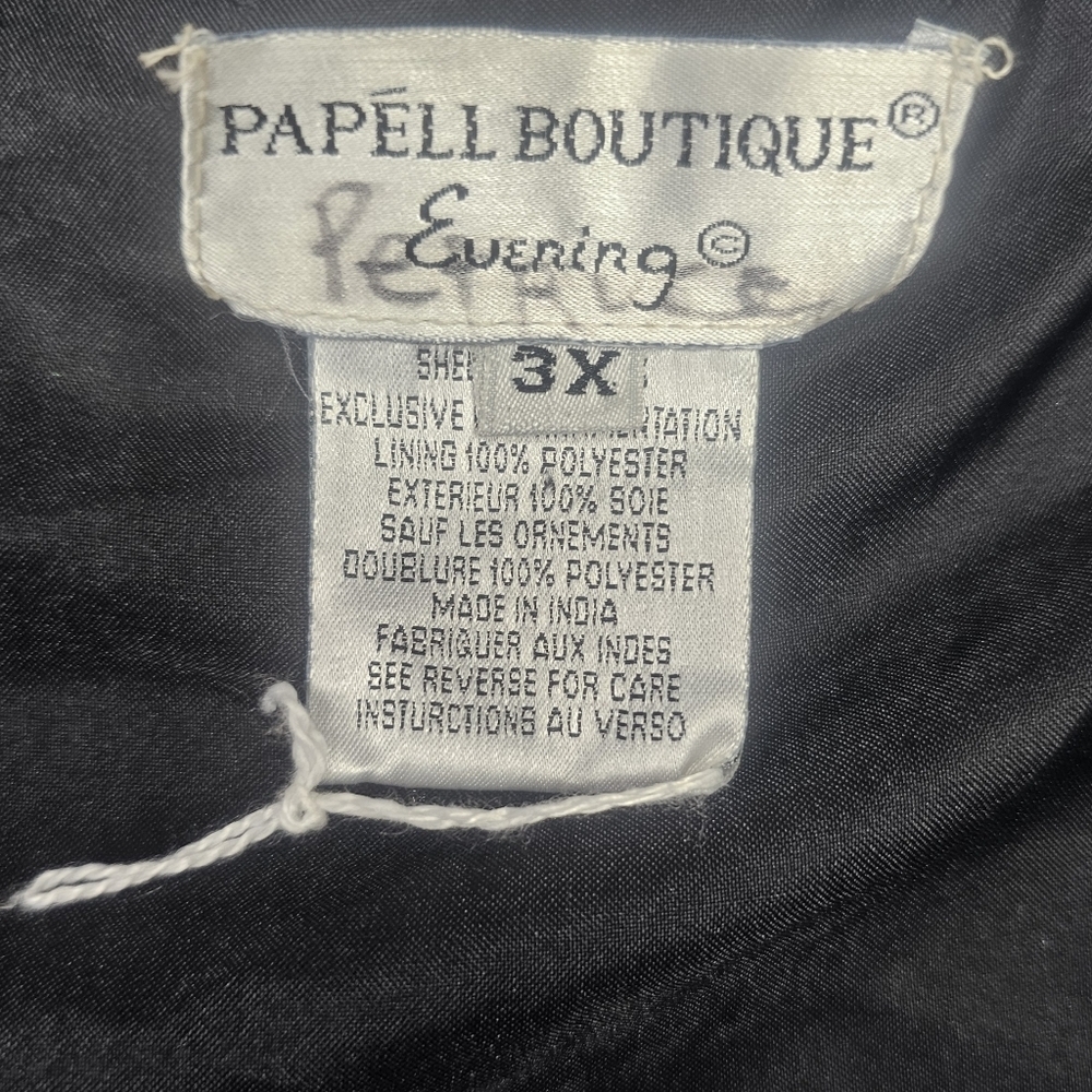 Papell Boutique Vintage 80s Black & Silver Beaded Sequin Silk Evening Jacket - Picture 12 of 13